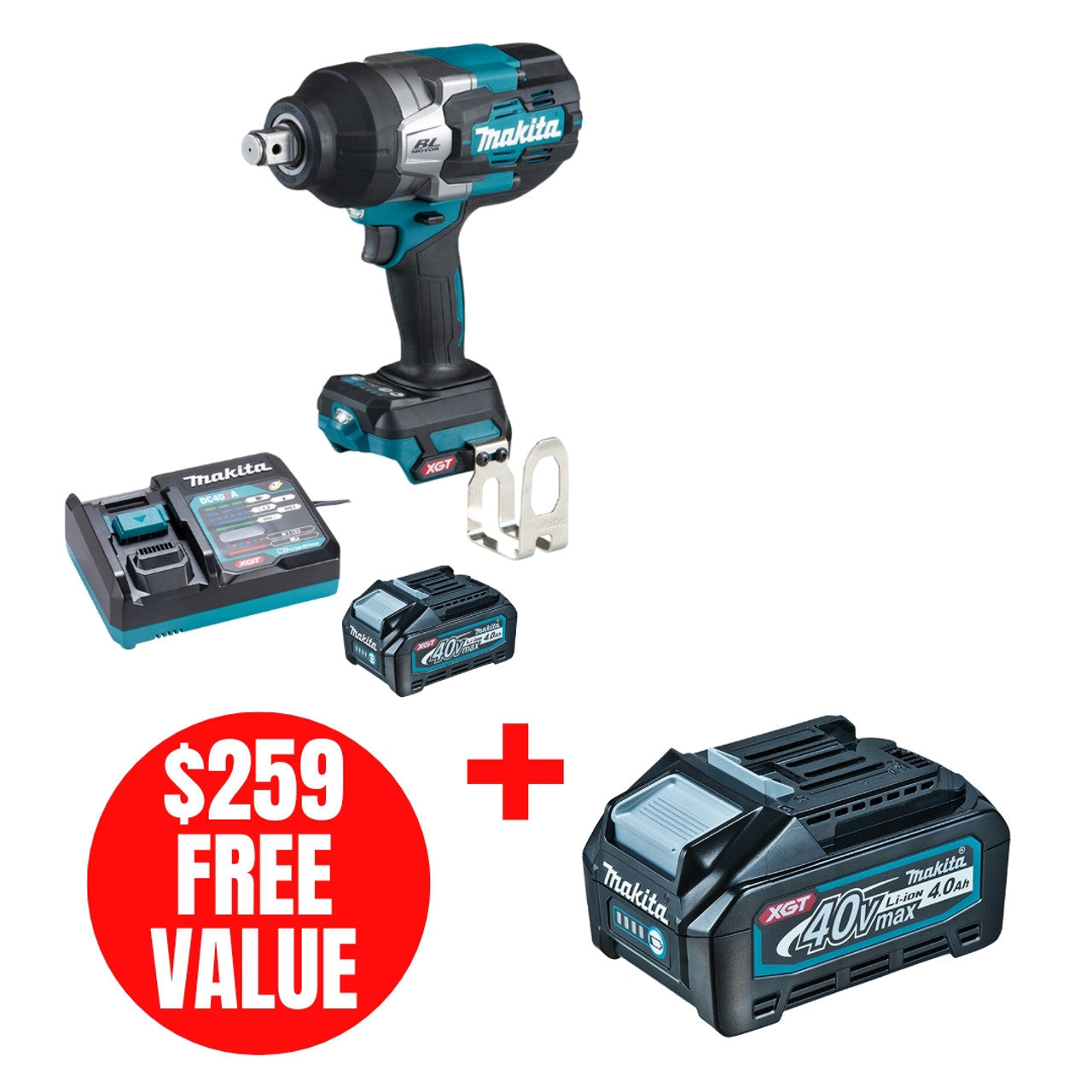 Makita MAK-TW001GM102 XGT 40V (4.0 Ah) MAX Li-Ion 3/4in Impact Wrench Kit
