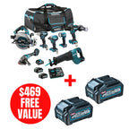 Makita MAK-DK0216G701 40V MAX XGT Brushless 7-Piece 2x 4.0Ah Combo Kit