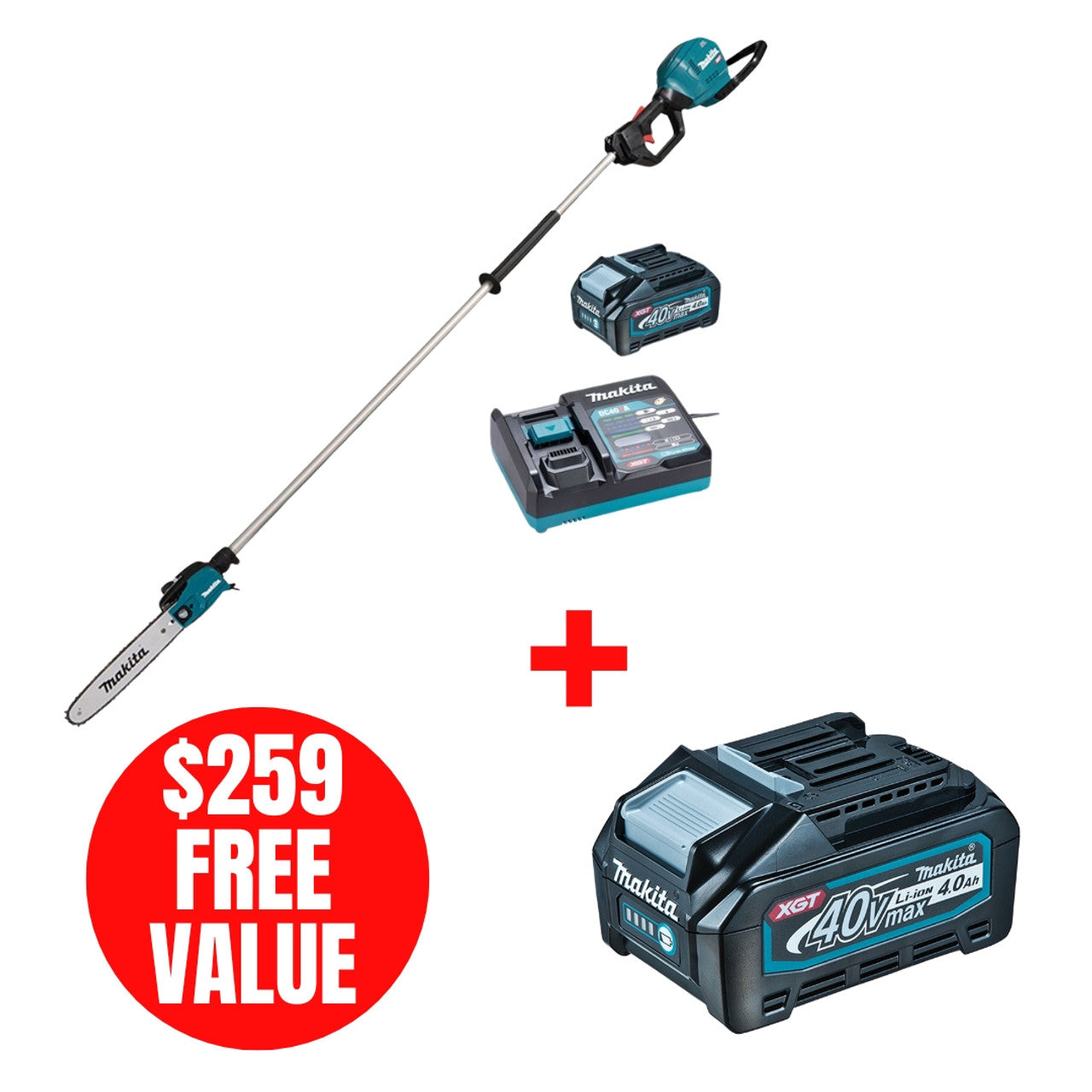 Makita MAK-UA001GM101 40V XGT 10in Pole Chainsaw 4.0Ah Kit
