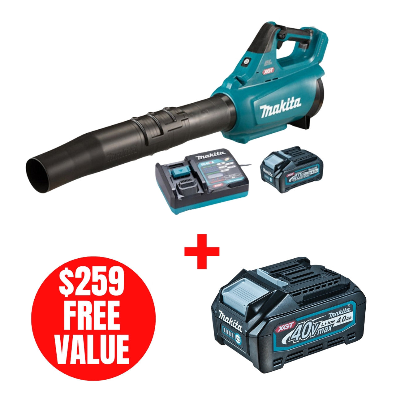 Makita MAK-UB001GM101 40V MAX XGT Li-Ion (4.0 Ah) Turbo Blower Kit
