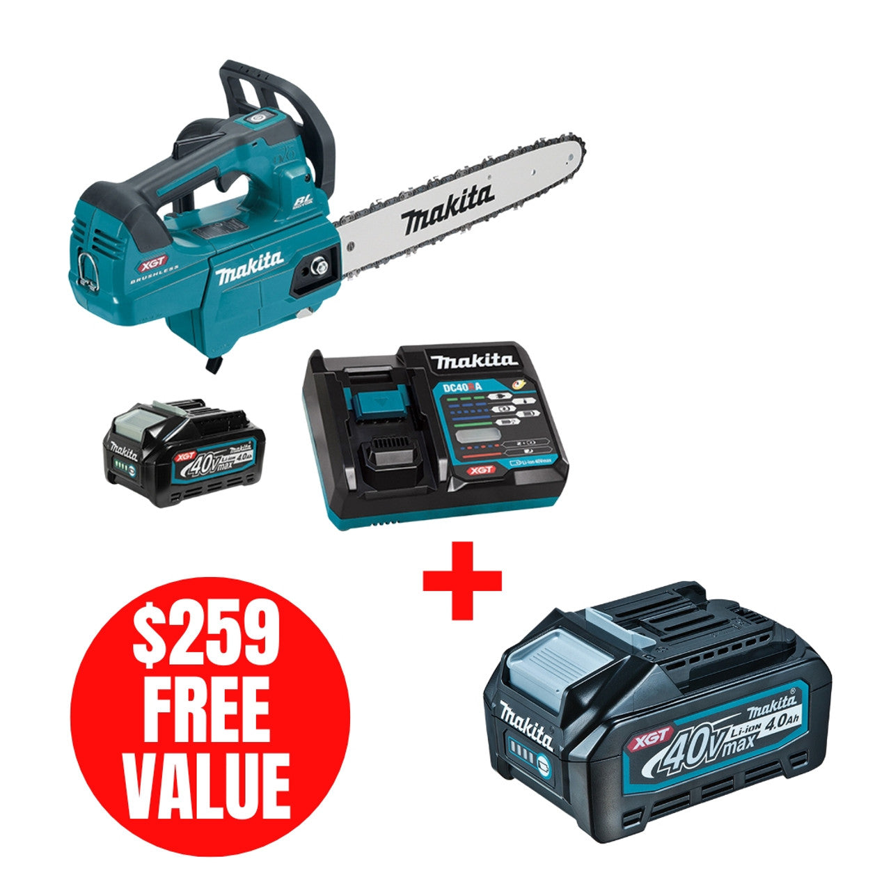Makita MAK-UC004GM101 40V XGT 14in Top Handle Chainsaw 4.0Ah Kit