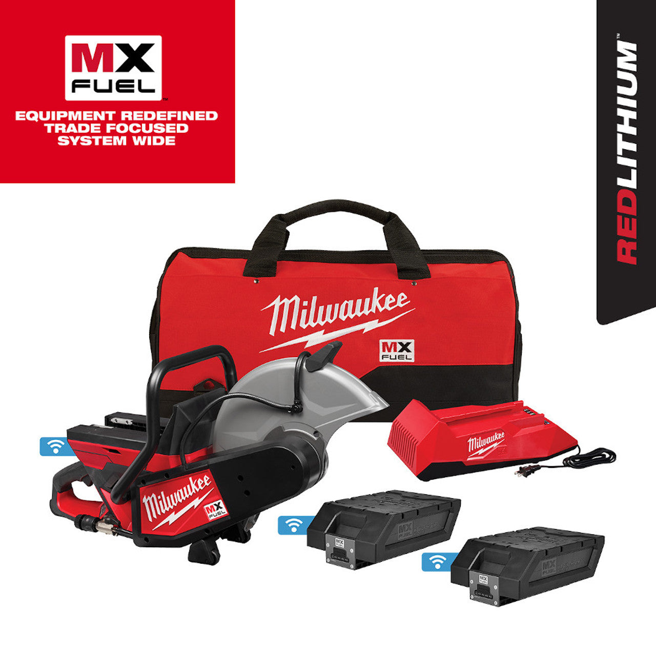 Milwaukee MIL-MXF314-2XC MX FUEL Cordless Brushless 14in Cut-Off Saw Kit with 2x XC406 Batteries & MX FUEL Charger