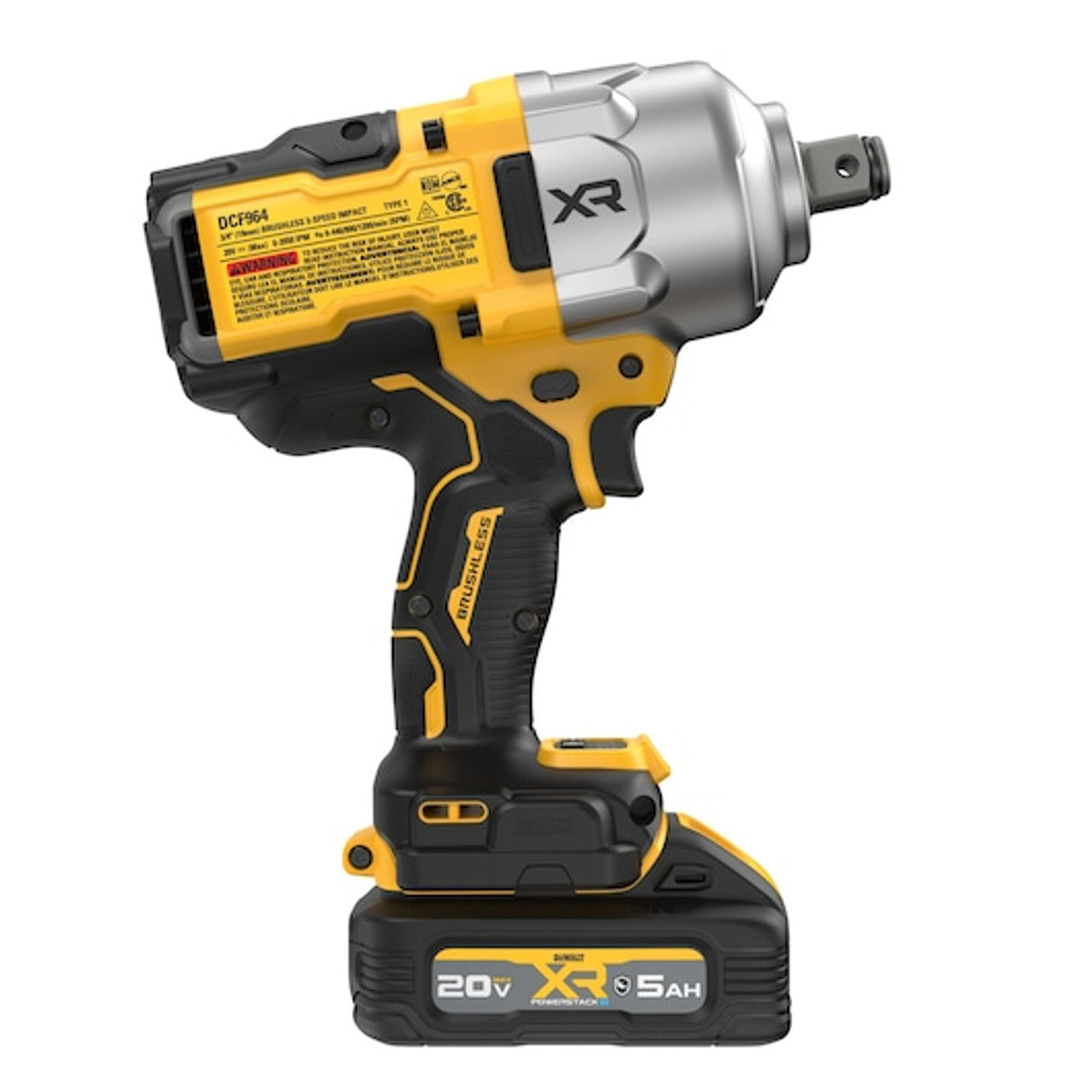 DEWALT DEW-DCF964GH1 20V MAX XR POWERSTACK Brushless 3/4 in. High Torque Impact Wrench With Hog Ring Anvil 5.0Ah Kit