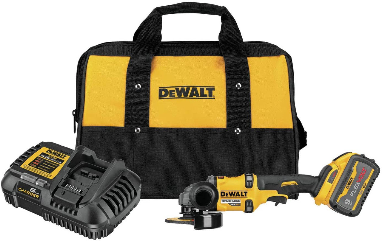 DEWALT DEW-DCG418X1 Flexvolt 60V MAX Brushless 4-1/2 - 6in Cordless Grinder With Kickback Brake 9.0Ah Kit
