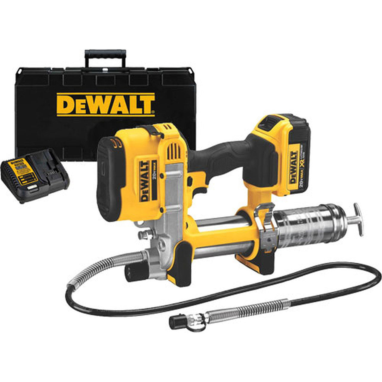 DEWALT DEW-DCGG571M1 20V MAX Li-Ion Grease Gun (4.0Ah) with Battery and Kit Box