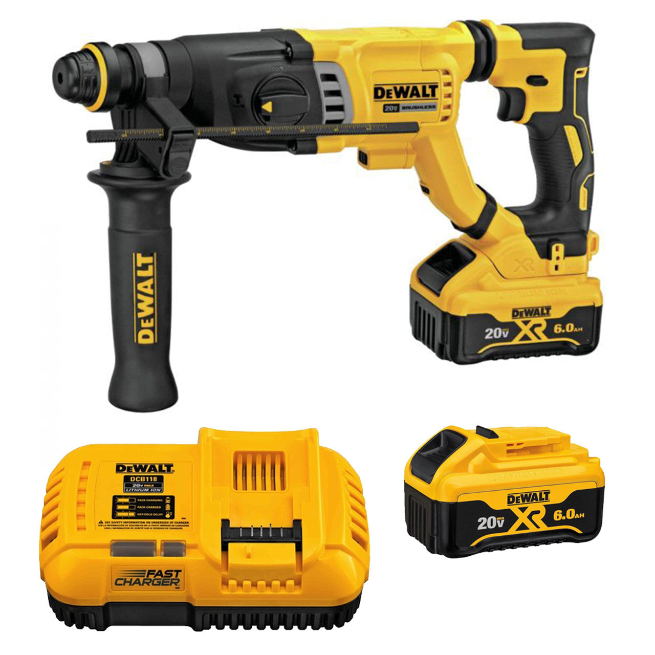 DEWALT DEW-DCH263R2 20V MAX XR Brushless 1-1/8in SDS PLUS D-Handle Rotary Hammer 2x 6.0ah Kit