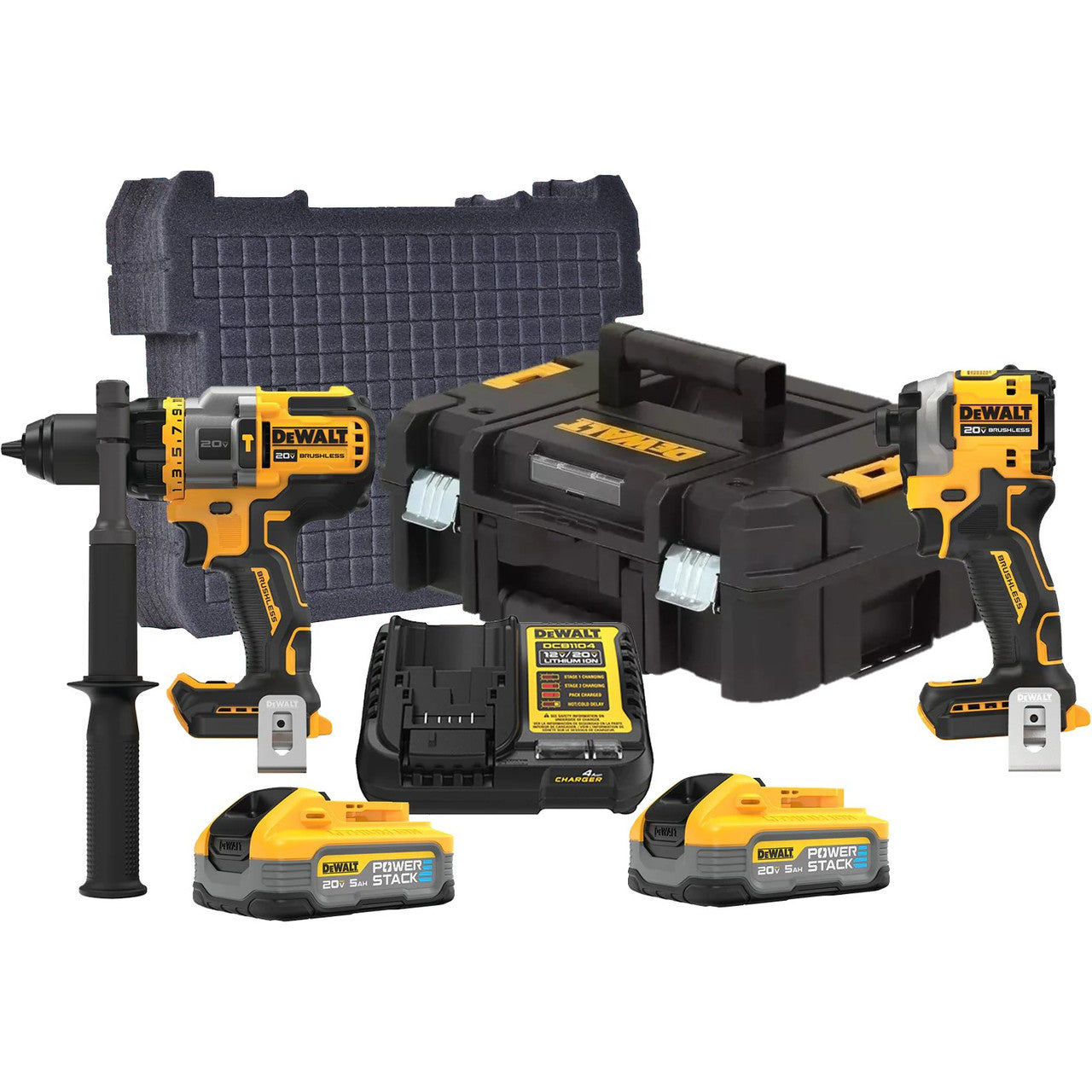 DEWALT DEW-DCK2100H2 20V Max Hammer Drill & Impact Driver 2x 5.0Ah POWERSTACK Kit With TSTACK & Foam (Special Edition)