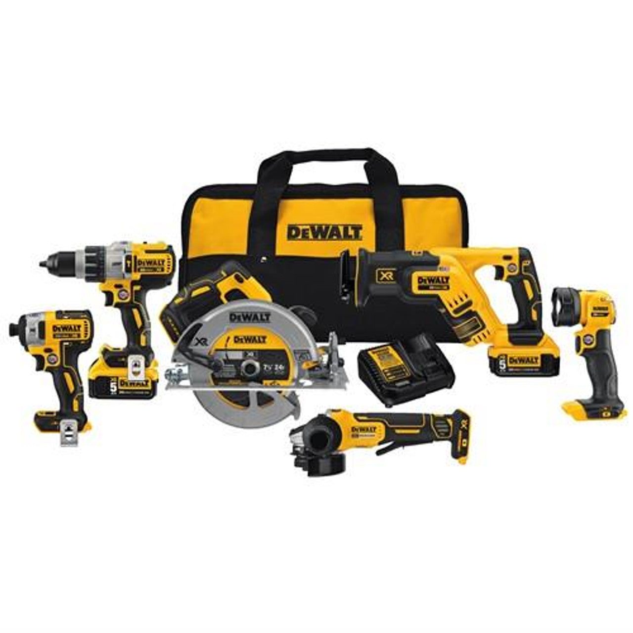 DEWALT DEW-DCK695P2 20V MAX XR Brushless Cordless 6-Tool Combo 2x 5.0Ah Kit