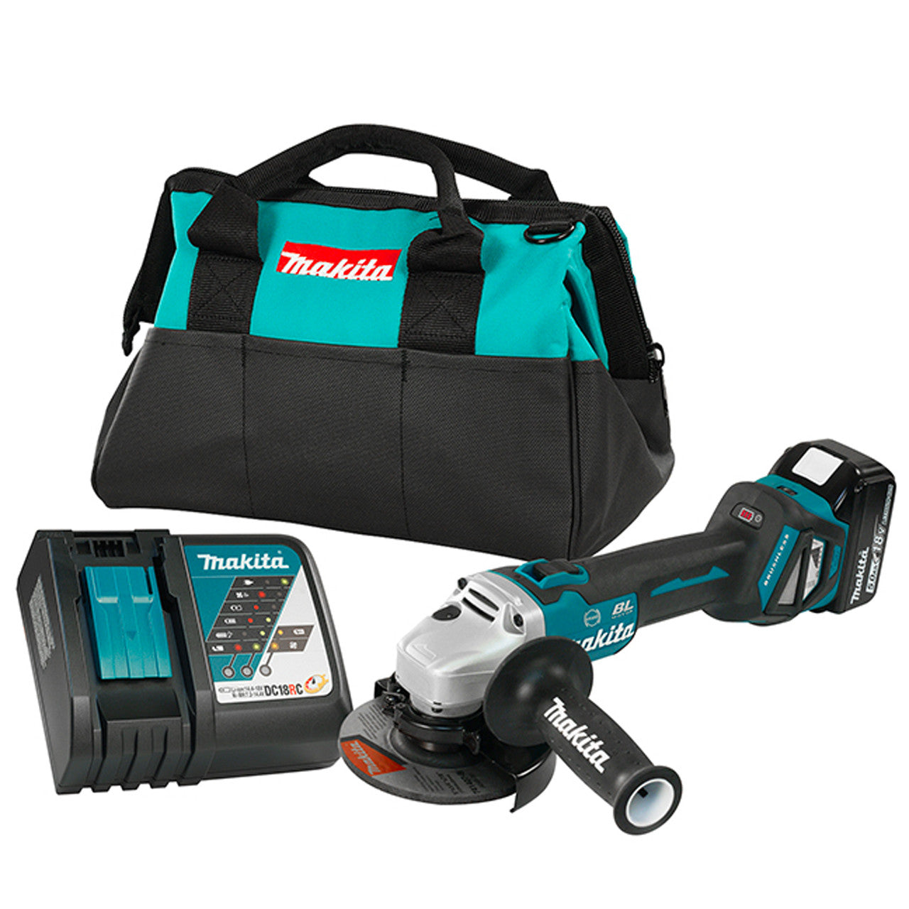 Makita MAK-DGA513RTX1 18V LXT 5in Angle Grinder with Slide Switch 5.0 Ah Kit