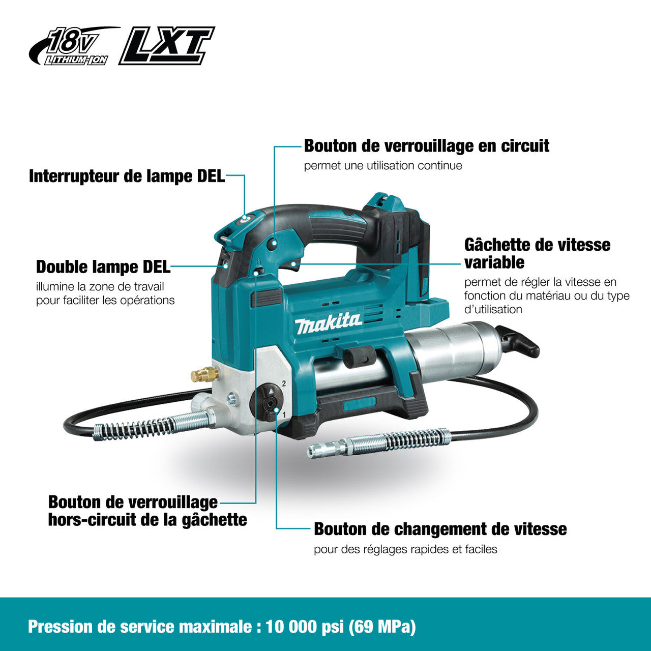 Makita MAK-DGP180Z 18V Grease Gun