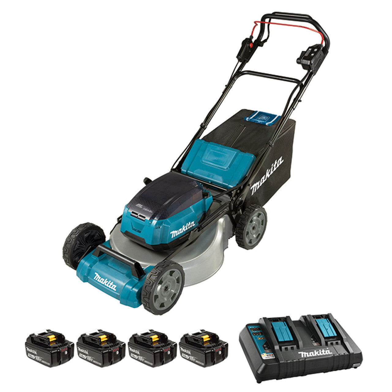 Makita MAK-DLM536PT4 18Vx2 21in Self Propelled Lawn Mower 4x 5.0Ah Kit