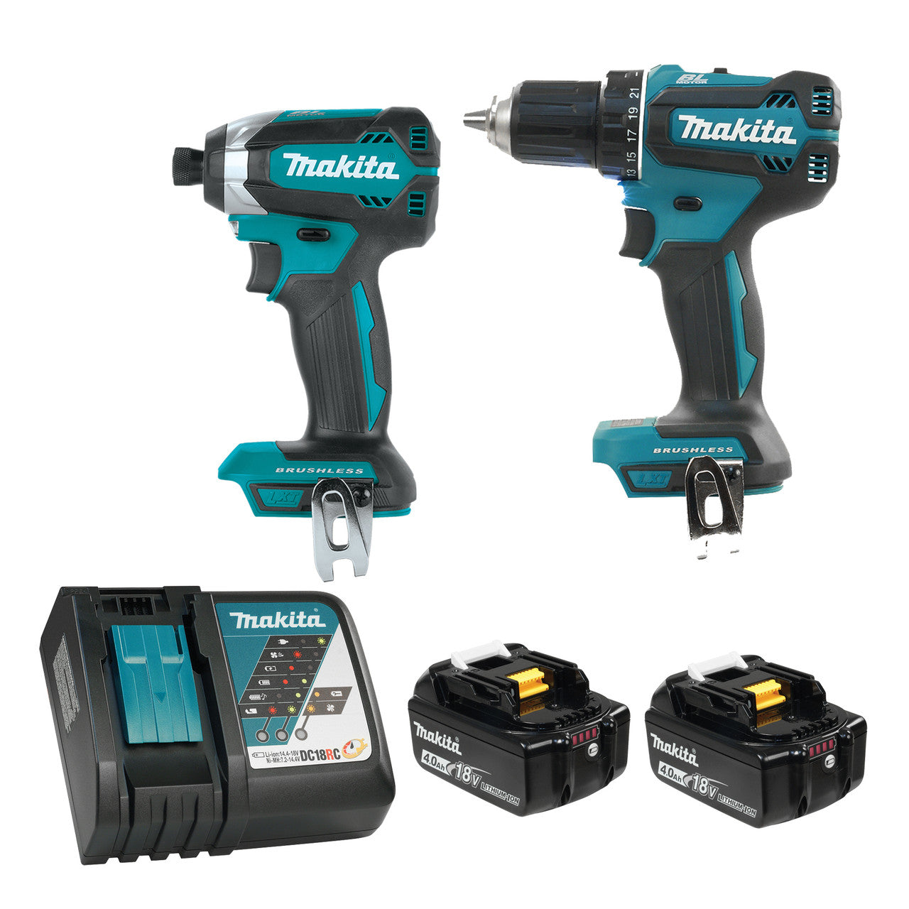 Makita MAK-DLX2289M01 18V LXT Brushless 2-Tool Combo Kit with 2x 4.0Ah Batteries