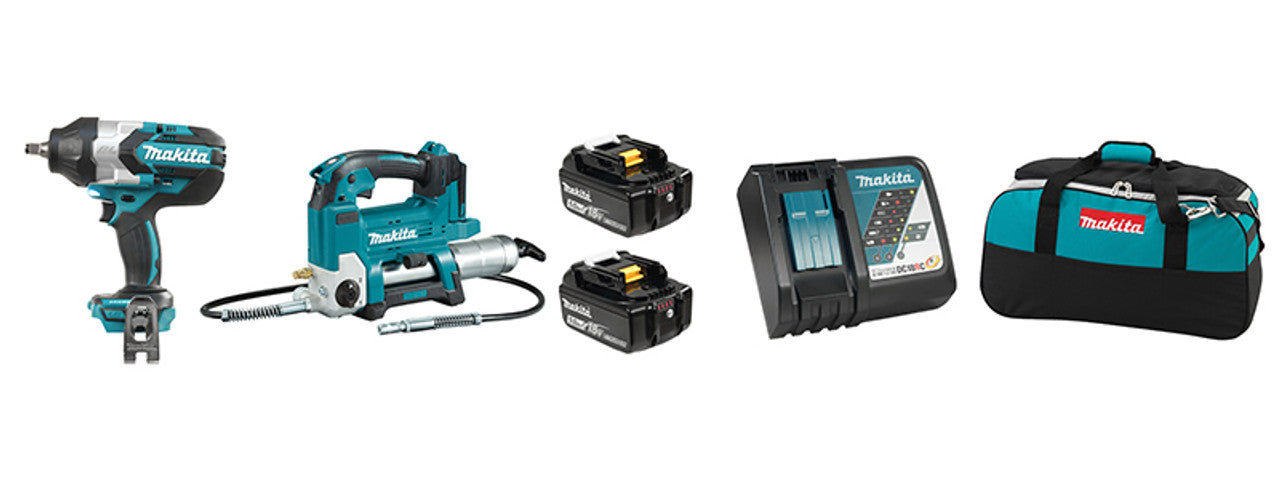 Makita MAK-DLX2465TX1 18V Li-Ion 2x5.0 Ah 2 Tool Combo Kit (DGP180Z + DTW1002Z)