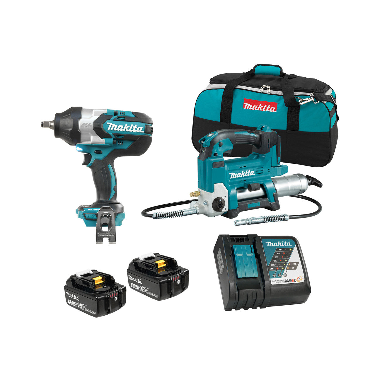 Makita MAK-DLX2465TX1 18V Li-Ion 2x5.0 Ah 2 Tool Combo Kit (DGP180Z + DTW1002Z)