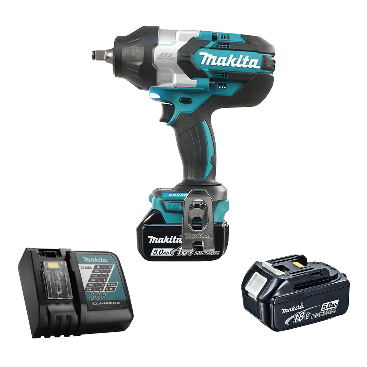 Makita MAK-DTW1002RTE 1/2in Cordless High Torque Impact Wrench 2 X 5.0AH Kit