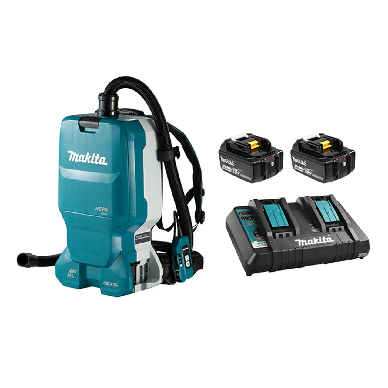 Makita MAK-DVC665TX4U 18Vx2 LXT Backpack Vacuum Cleaner (6.0 L) 2x 5.0Ah Kit