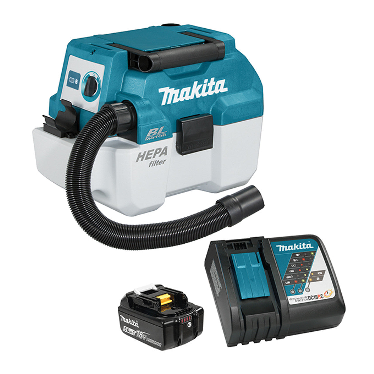 Makita MAK-DVC750LRT 18V LXT Cordless 7.5L Portable Wet/Dry Vacuum Cleaner 5.0Ah Kit