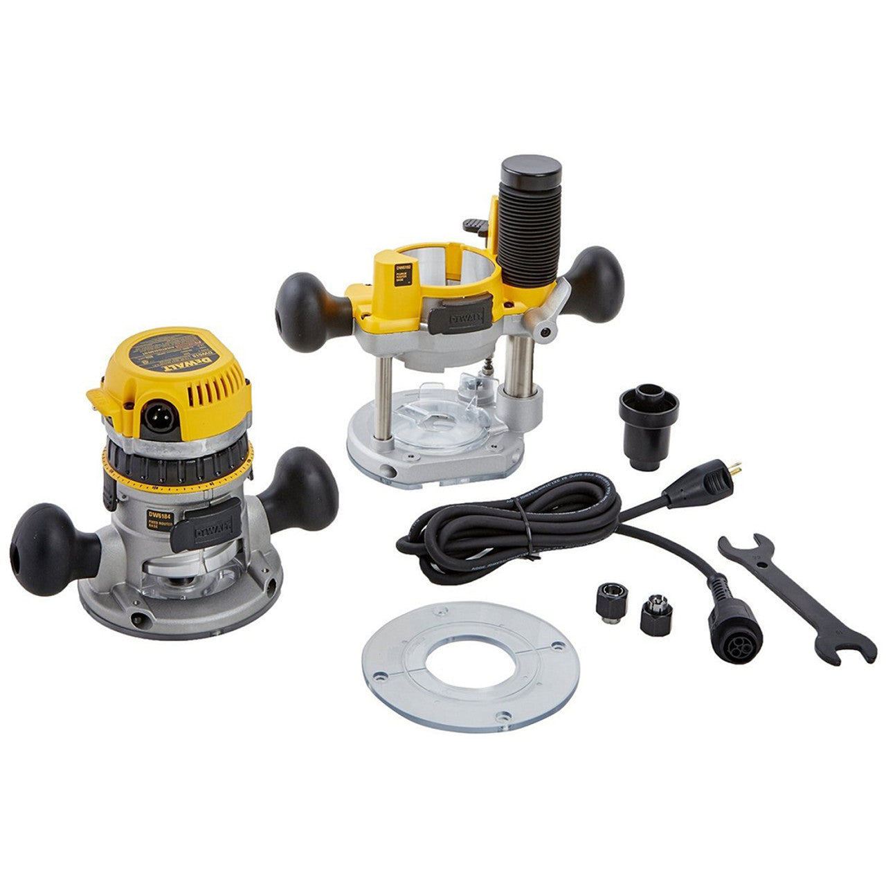 DEWALT DEW-DW618PK 12 AMP 2-1/4 HP Plunge- and Fixed-Base Variable-Speed Router Kit with 1/4-Inch and 1/2-Inch Collets