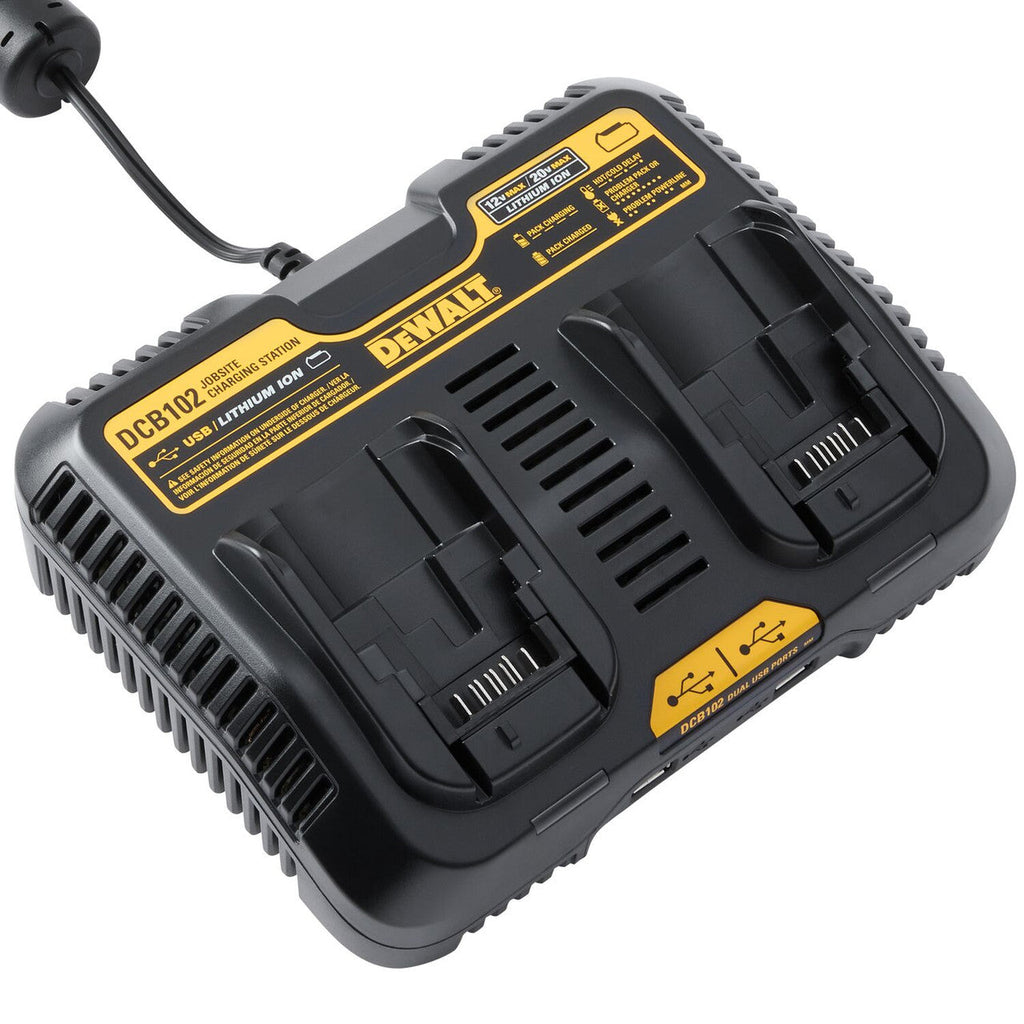 DEWALT DEW-DCB102 12V / 20V MAX Jobsite Charging Station - 1.5 amp MAX Output