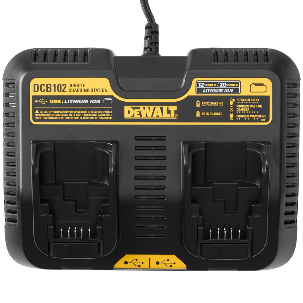 DEWALT DEW-DCB102 12V / 20V MAX Jobsite Charging Station - 1.5 amp MAX Output