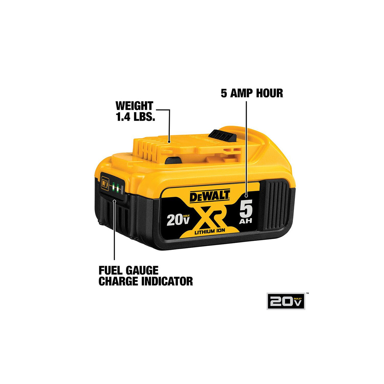 DEWALT DEW-DCB205CK 20V MAX 5.0Ah Battery Charger Kit With Bag