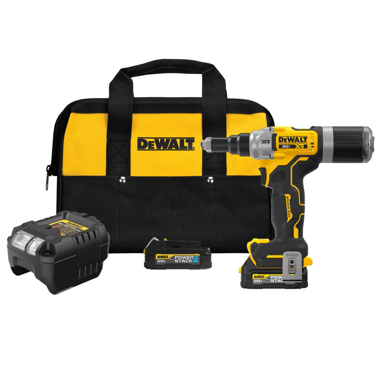 DEWALT DEW-DCF414GE2 20V MAX XR Brushless 1/4in Rivet Tool Kit With POWERSTACK