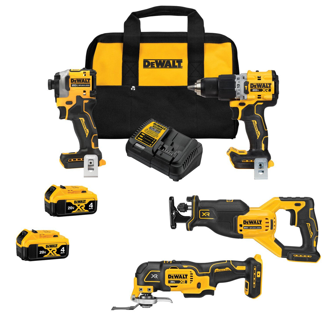 DEWALT DEW-DCK4050M2 20V MAX Brushless 4-Tool 2x 4.0Ah Combo Kit