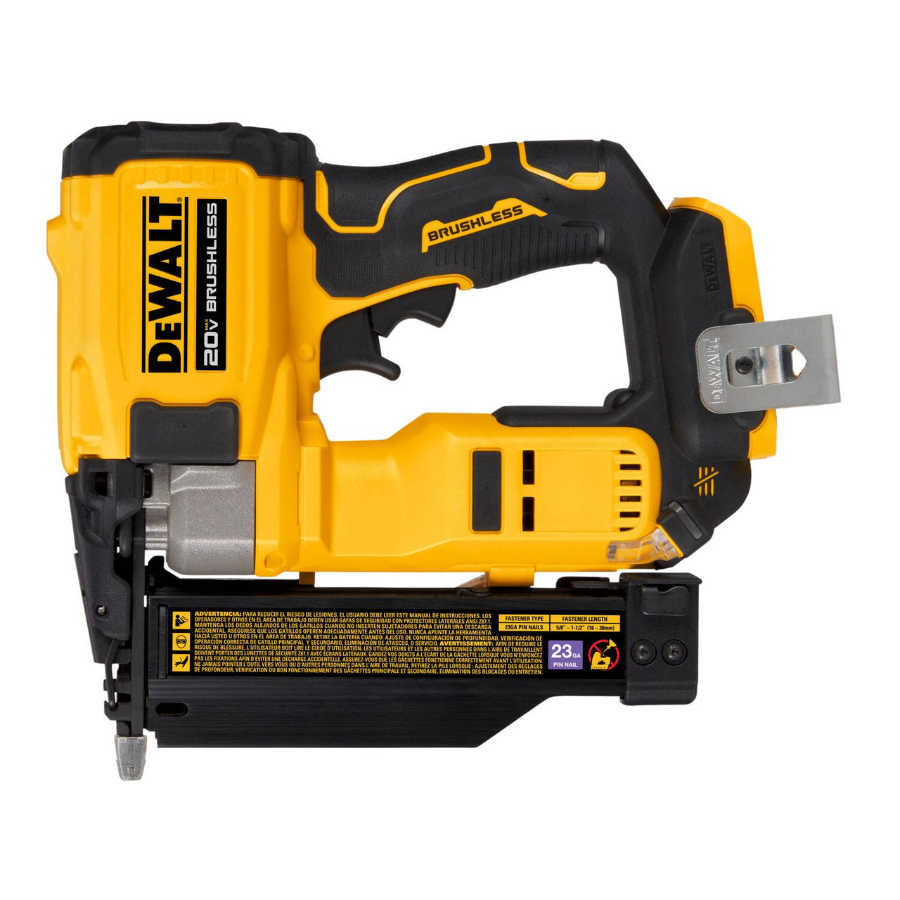 DEWALT DEW-DCN623B ATOMIC Compact Series 20V MAX Brushless Cordless 23 Ga. Pin Nailer (Bare Tool)