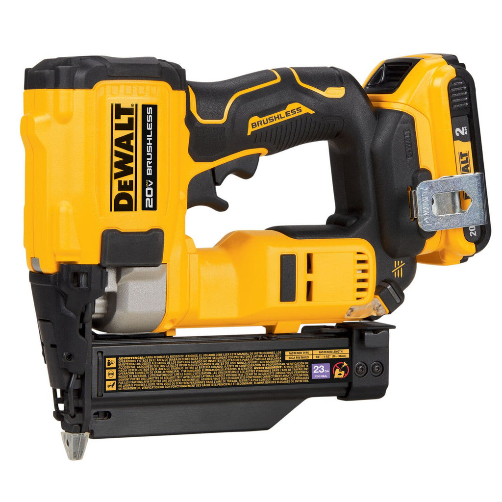 DEWALT DEW-DCN623D1 ATOMIC Compact Series 20V MAX Brushless Cordless 23 Ga. Pin Nailer 2.0Ah Kit
