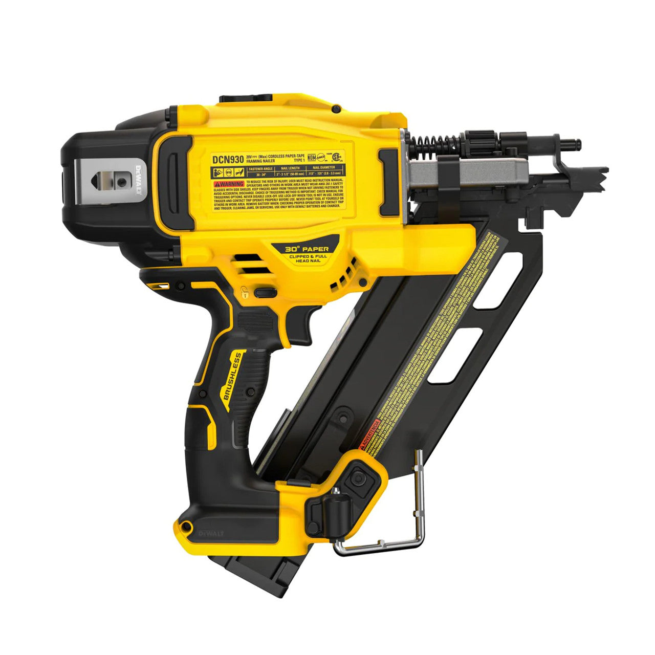 DEWALT DEW-DCN930B GEN4 20V MAX XR Brushless 30° Paper Tape Framing Nailer (Bare Tool)