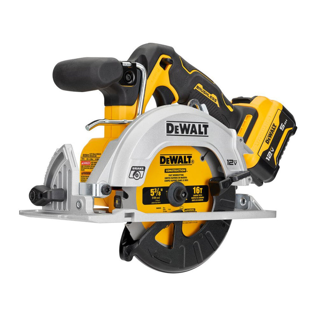 DEWALT DEW-DCS512J1 XTREME 12V MAX 5-3/8in Brushless Cordless Circular Saw 5.0Ah Kit