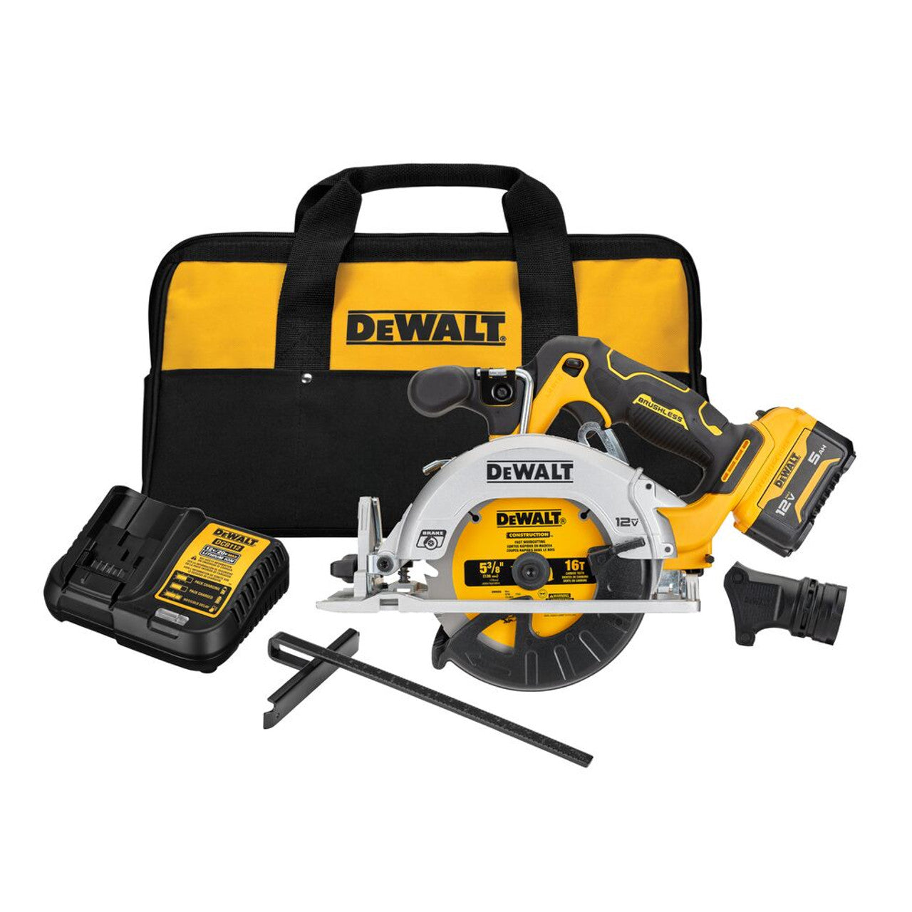 DEWALT DEW-DCS512J1 XTREME 12V MAX 5-3/8in Brushless Cordless Circular Saw 5.0Ah Kit