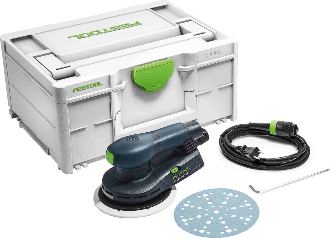Festool FES-576339 ETS EC 150/5 EQ 150mm (6in) Compact Brushless Finish Sander Comes in New Sys3