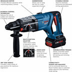 Bosch BOS-GBH18V-28DCK24 18V Brushless Connected-Ready SDS-plus Bulldog 1-1/8in Rotary Hammer Kit With 2 Core 18V 8 Ah High Power Batteries