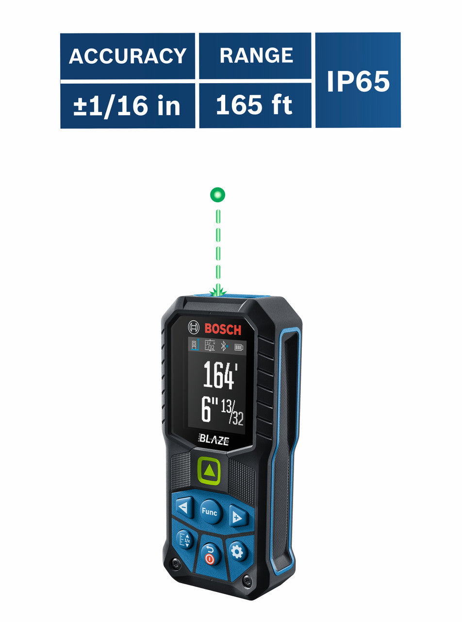 Bosch BOS-GLM165-27CG BLAZE Connected Green-Beam 165 Ft. Laser Measure