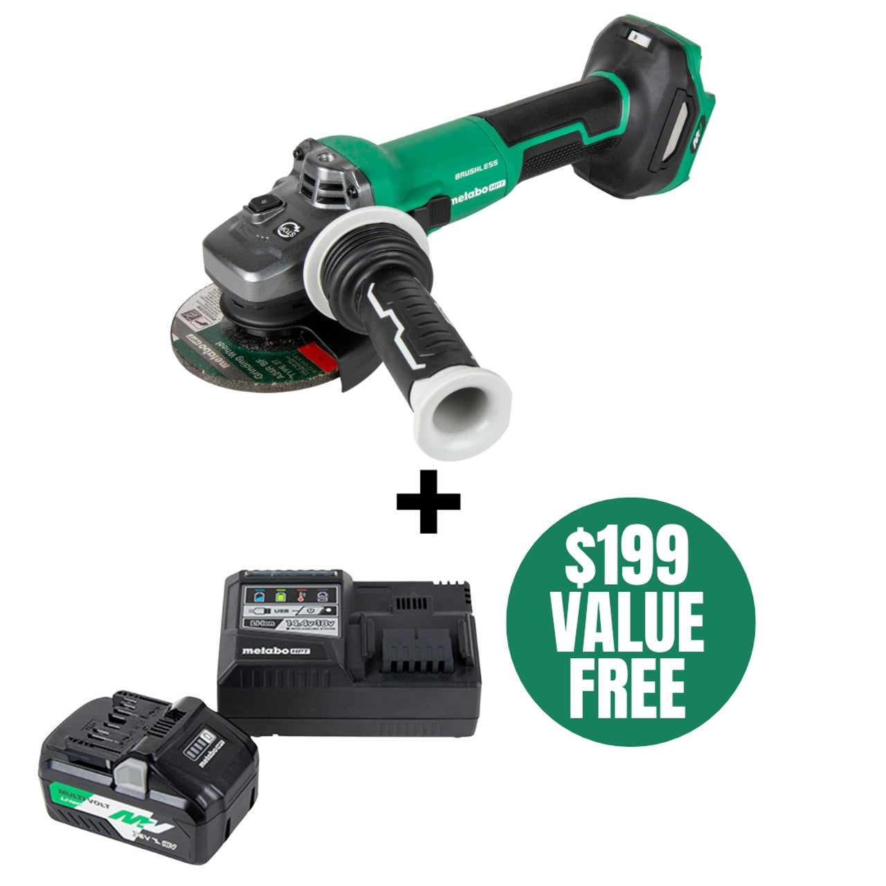 Metabo-HPT HPT-G3612DVEQ6M 36V MultiVolt 4-1/2in Variable Speed Slide Switch Angle Grinder (Bare Tool)