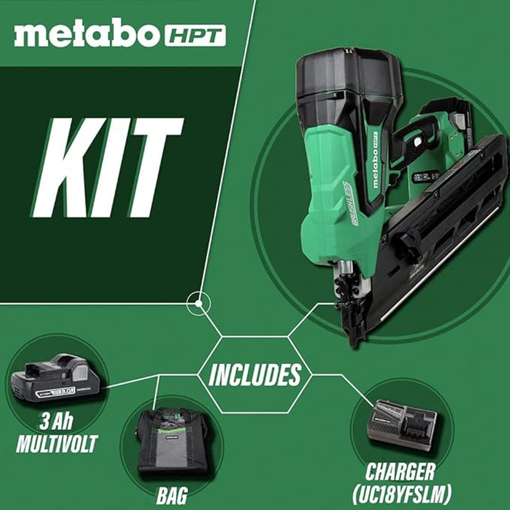 Metabo-HPT HPT-NR1890DCSM 18V 30-34 Deg Cordless Framing Nailer 3.0Ah Kit - Green Lightning