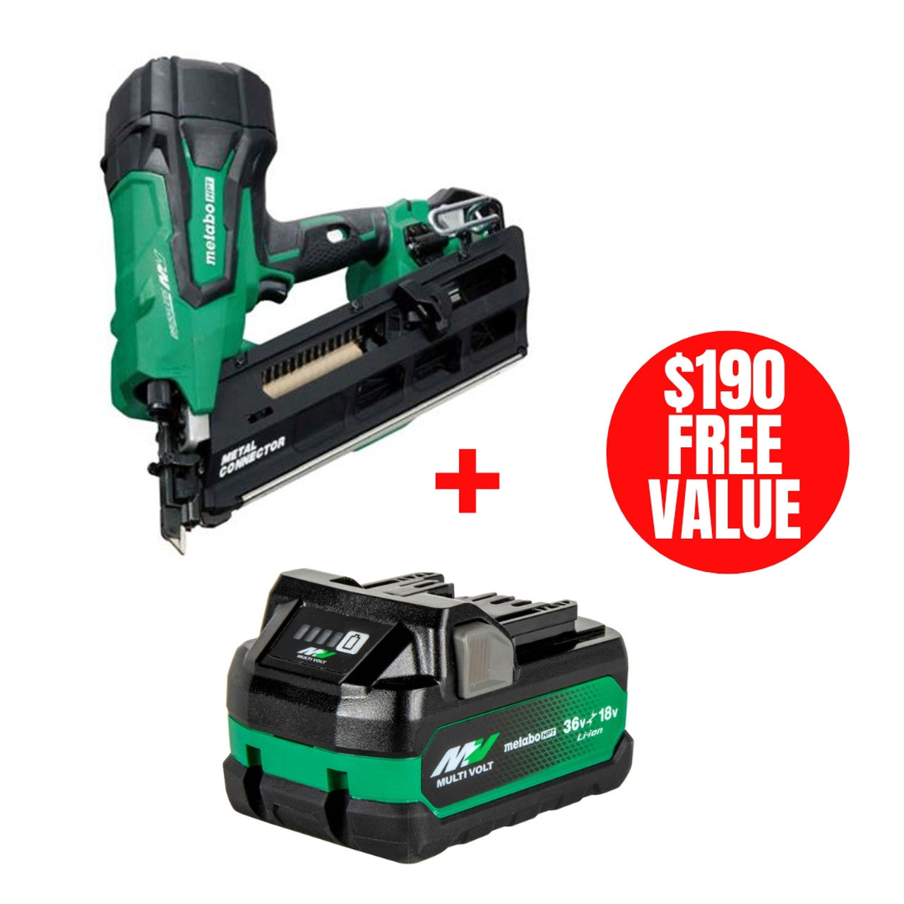 Metabo-HPT HPT-NR3665DAM 36V Cordless Metal Connector Nailer 2.5Ah Kit