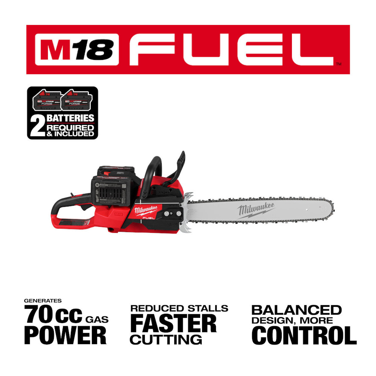 Milwaukee MIL-2827-22 M18 FUEL 20in Dual Battery Chainsaw Kit
