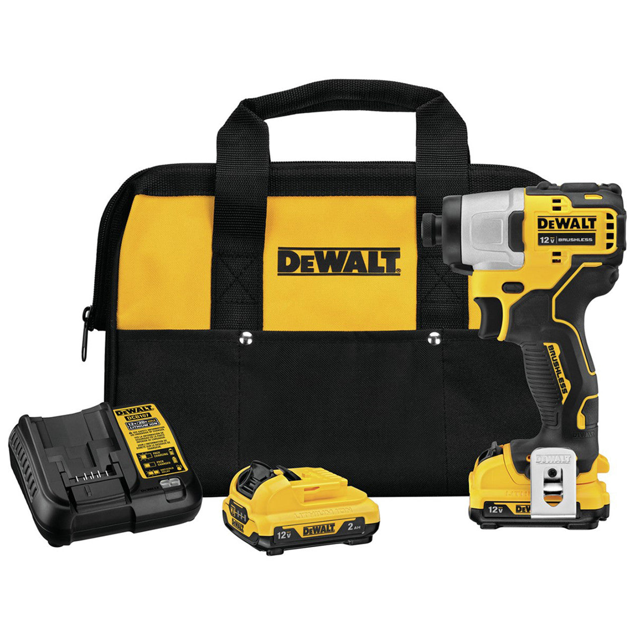 DEWALT DEW-DCF801F2 XTREME 12V MAX Brushless 1/4in Cordless Impact Driver 2x 2.0Ah Kit