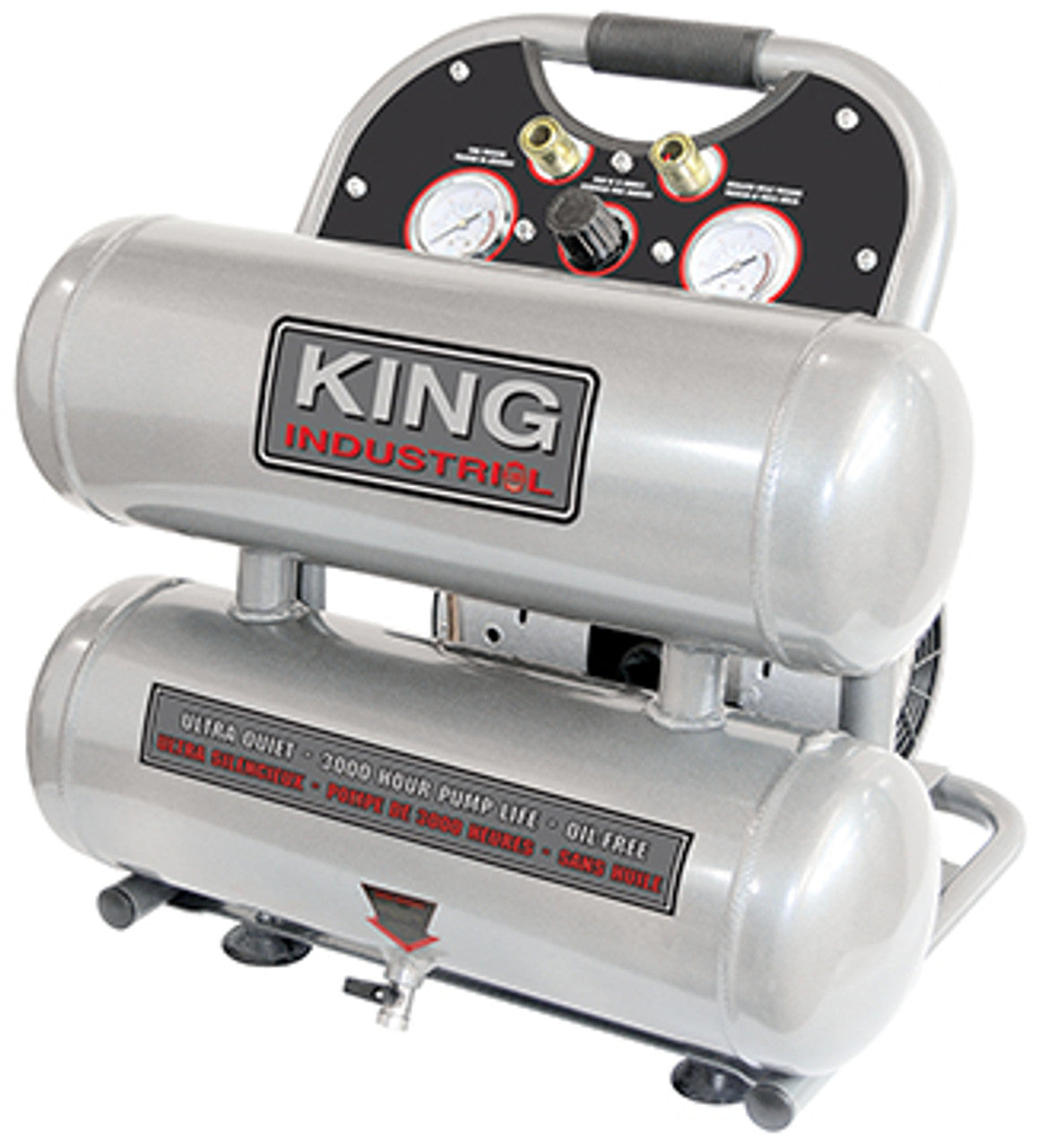King Industrial KING-KC-4620A 4.6 Gallon Ultra Quiet Oil Free Air Compressor
