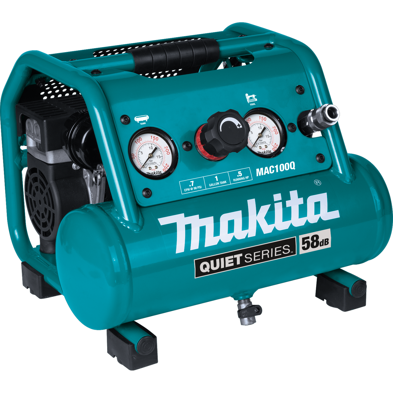 Makita MAK-MAC100Q Quiet Series, 1/2 HP, 1 Gallon Compact, Oil-Free, Electric Air Compressor