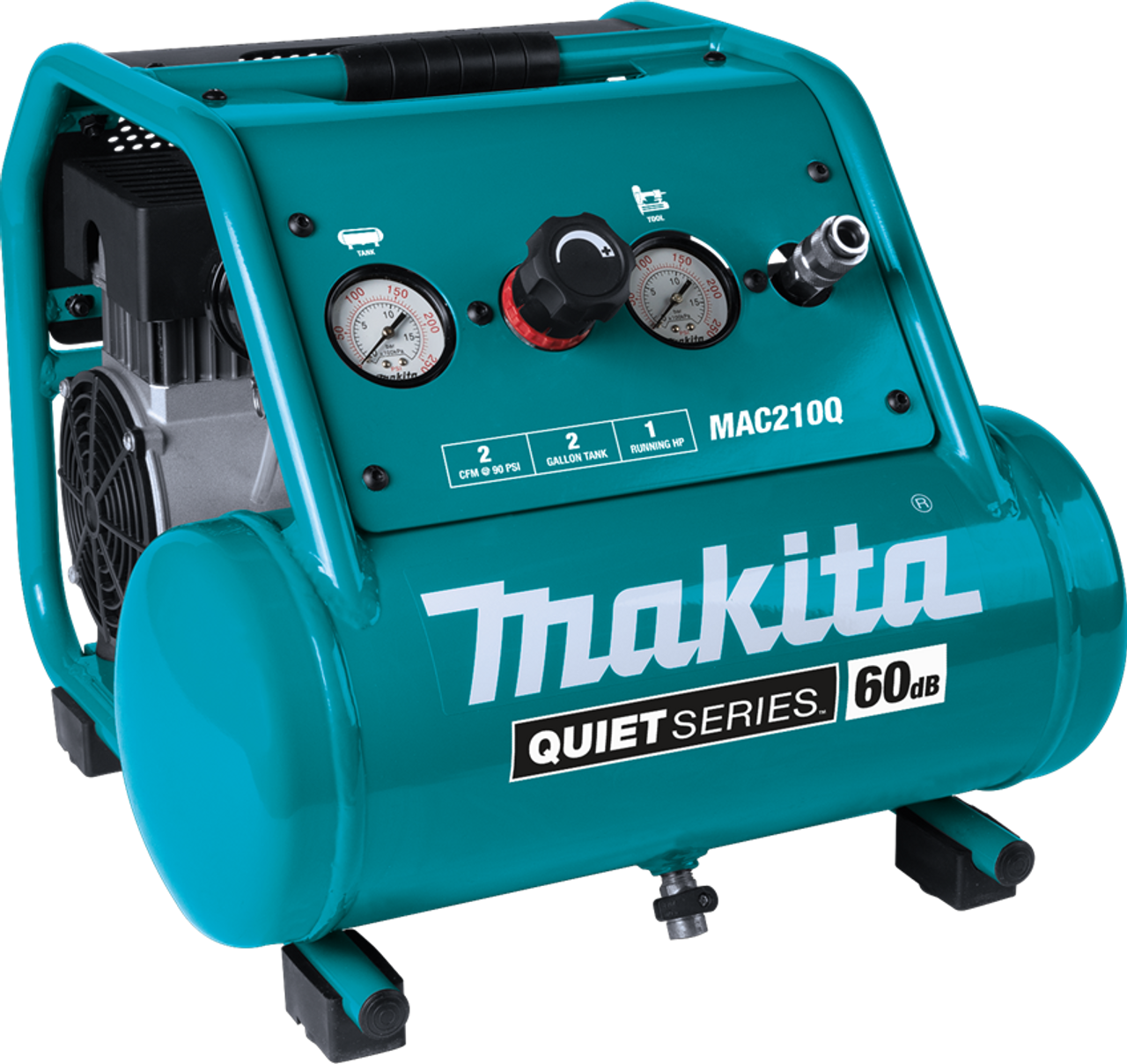 Makita MAK-MAC210Q Quiet Series, 1 HP, 2 Gallon, Oil-Free, Electric Air Compressor