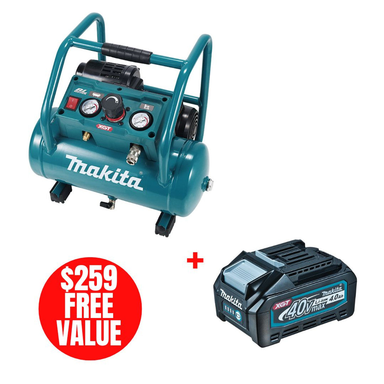 Makita MAK-AC001GZ 40V MAX XGT Brushless Cordless 7.6 L (2.0 Gal) Air Compressor, Quiet Series (Bare Tool)