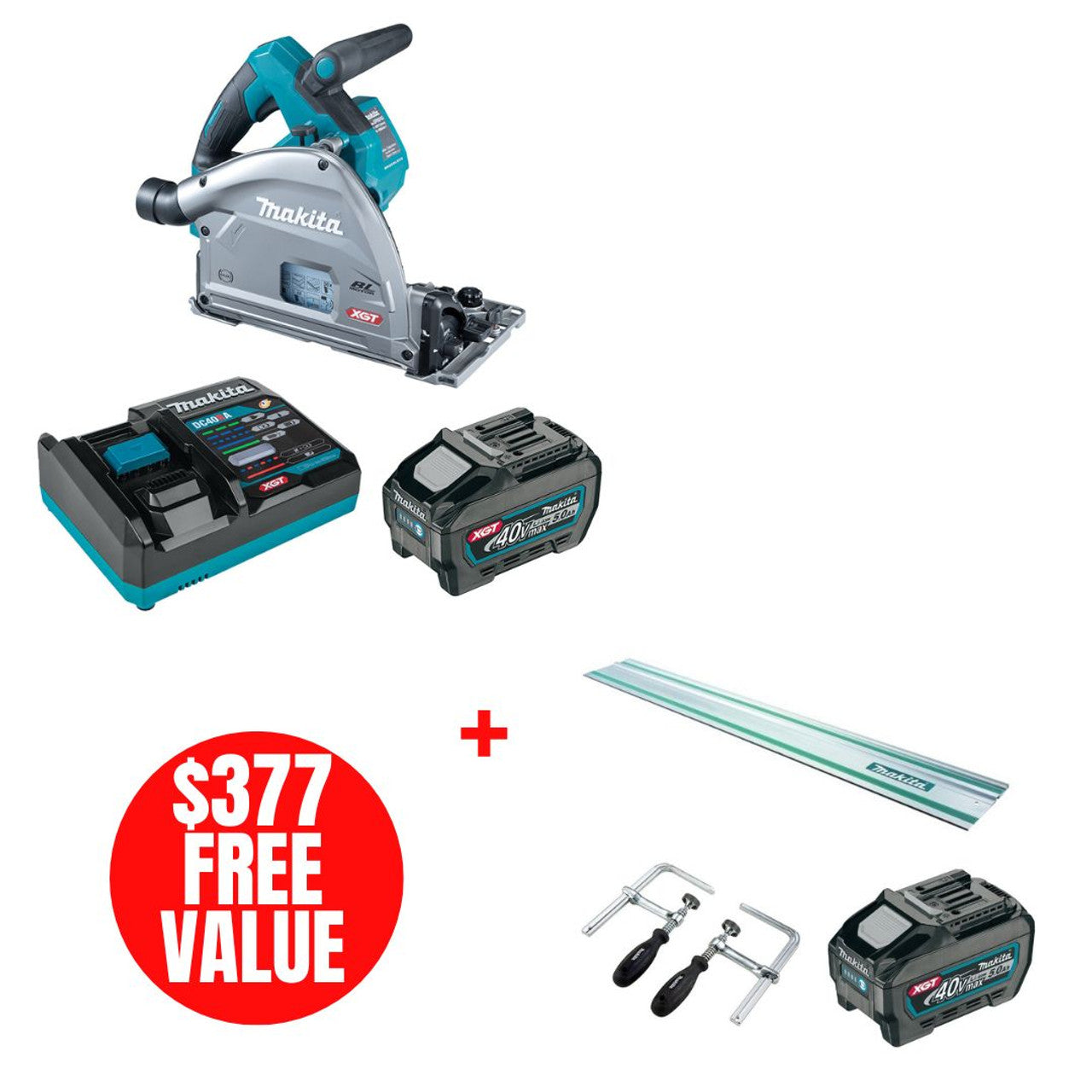 Makita MAK-SP001GT102 40V MAX XGT 6-1/2in Plunge Cut Circular Saw 5.0Ah Kit