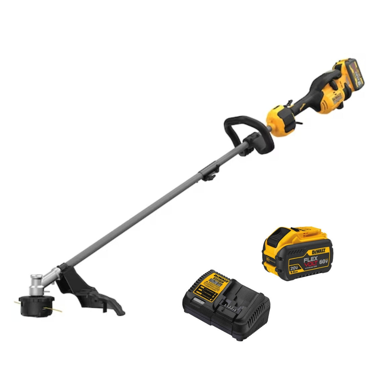 DEWALT DEW-DCST972X1 FLEXVOLT 60V MAX 17in Brushless Cordless Power Head Attachment Capable String Trimmer 9.0Ah Kit
