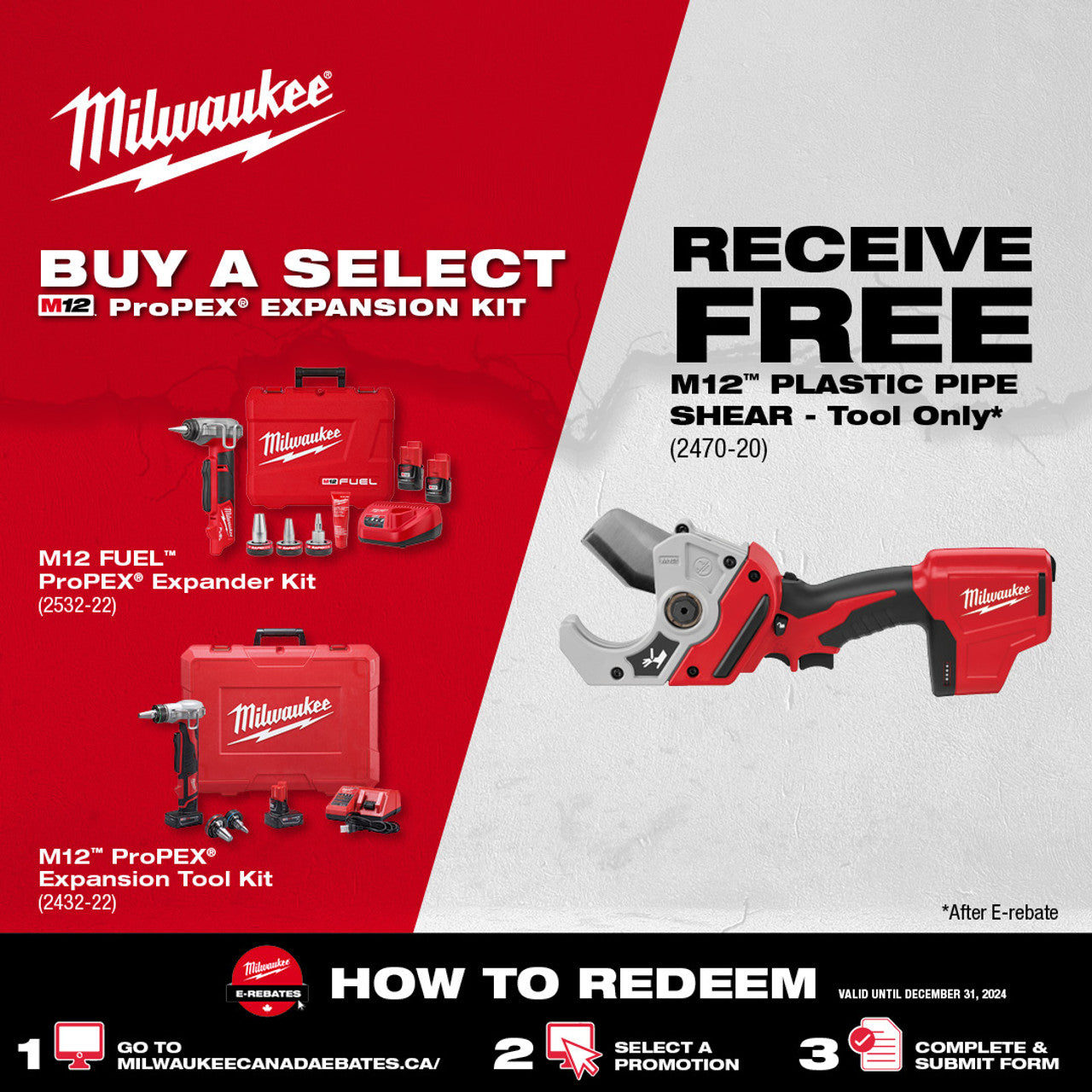 Milwaukee MIL-2432-22 M12 ProPEX Expansion Tool Kit