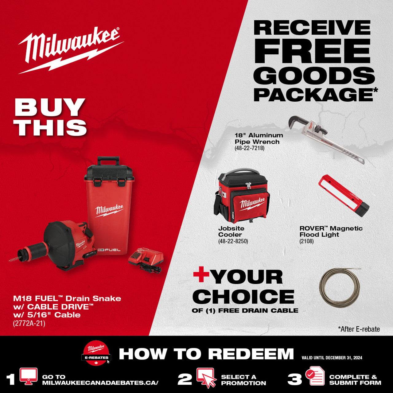 Milwaukee MIL-2772A-21 M18 FUEL Cordless Drain Cleaning Snake Auger with 5/16 in. Cable Drive Kit