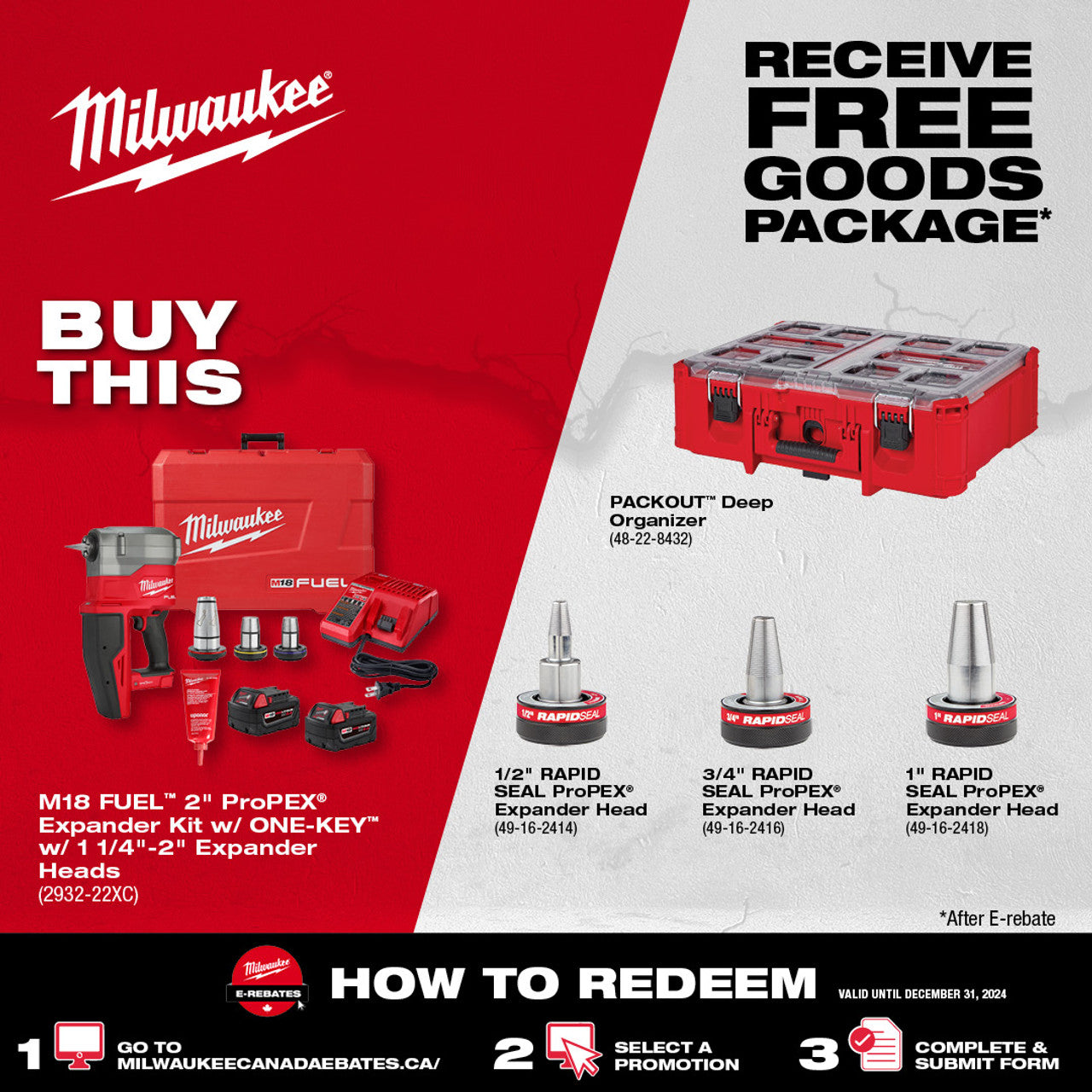 Milwaukee MIL-2932-22XC M18 FUEL 2in ProPEX Expander Kit with ONE-KEY & 1 1/4 - 2in Expander Heads