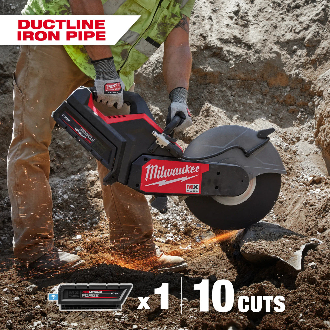 Milwaukee MIL-MXF315-2XC MX FUEL 14in Cut-Off Saw with RAPIDSTOP Brake 2x 8.0Ah Kit